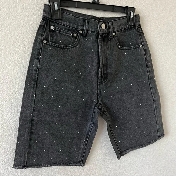 NWT Generation Love x Revolve Freya Crystal Bermuda Denim ShortsRaw Hem SZ XS